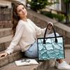 Chic Blue Cracked Glass Pattern Tote Bag Casual Large Capacity Daily Shoulder Handbag