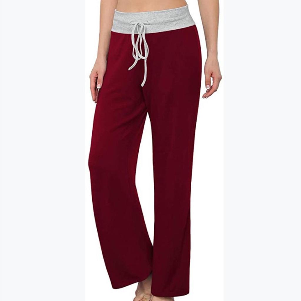 Women Wide Leg Pants Casual Stretch Yoga Pant   Pants Splicing Pants
