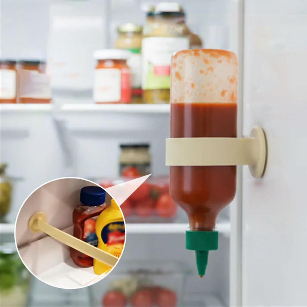 Wall Mounted Upside Down Sauce Bottle Stand Left Behind Flexible Stand Suction Cup Wall Bottle Holder for Condiment Bottles
