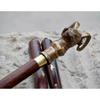 Vintage Brass Mountain Goat Head Handle Wooden Walking Cane Stick Halloween