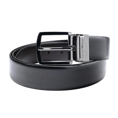 EMPORIO ARMANI Мужской ремень 3,5 см, черный, [Б/у], двусторонний, широкий стрингер, совместимый с системой