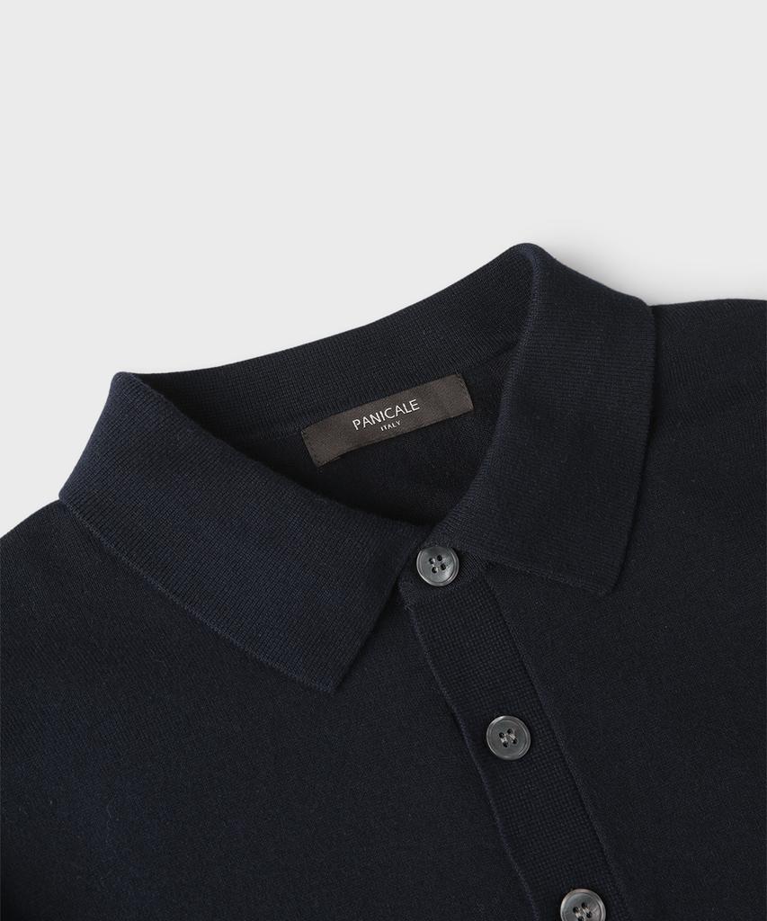 PANICALE Navy Cotton Collared Knit