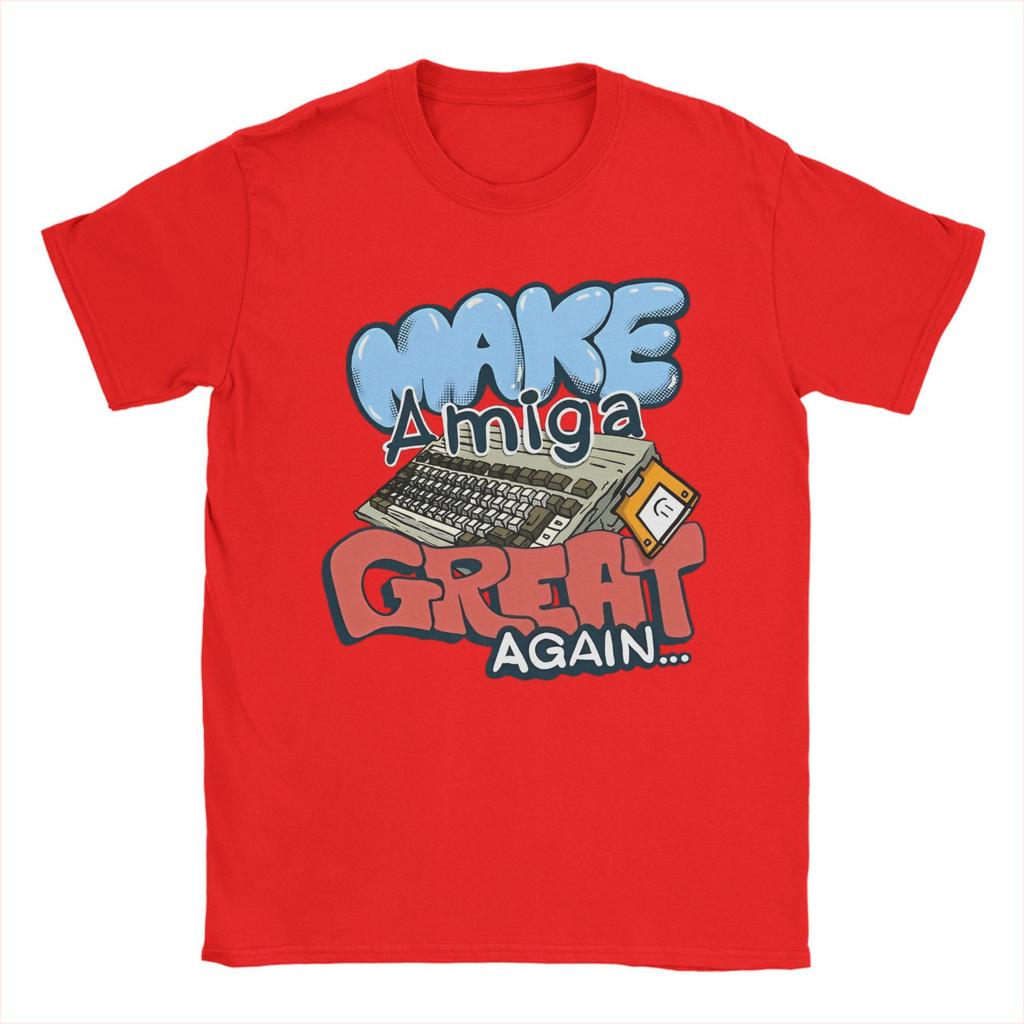 Футболка Streetwear Make Amiga Great Again Мужская 100% хлопок Короткий рукав Круглый вырез Летняя одежда