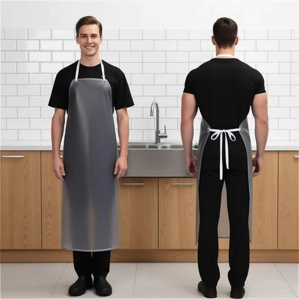 Durable Thickened Kitchen Apron Translucent Oil Resistant Cafeteria Apron Waterproof 80x110cm PVC Apron for Men Women
