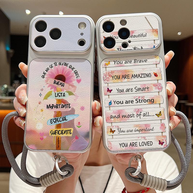 Кожаный чехол-шнурок с принтом-каракулями для iPhone 18 Pro Max 17 16 15 14 13 Pro Max, Роскошный гибридный чехол из ТПУ+ПУ, Противоскользящая мягкая крышка для телефона