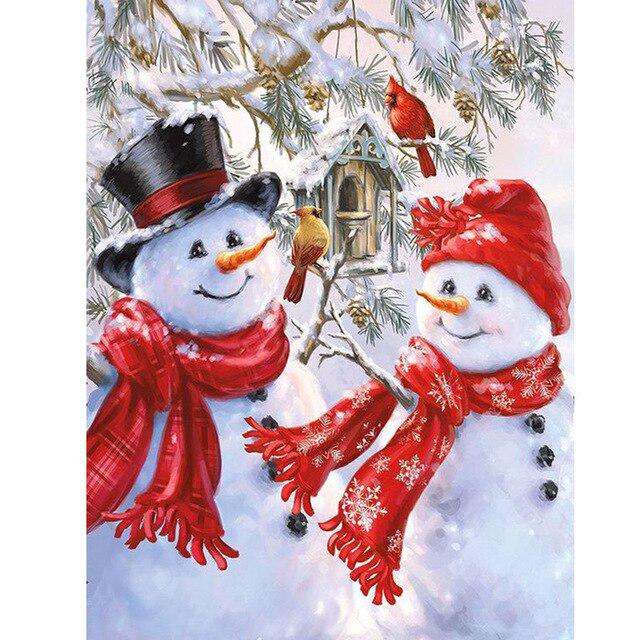 5D DIY Алмазная картина Снеговик Полный круглый Стразы Рождественская мозаика Ручная алмазная вышивка