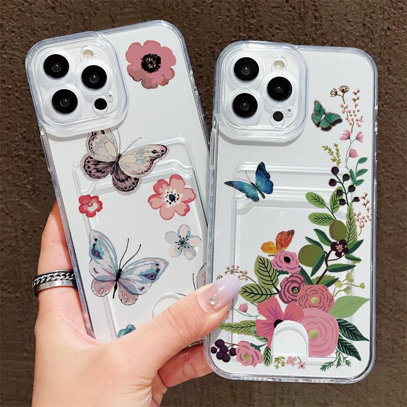 Силиконовый чехол-карман для карт для Tecno Spark 10 Infinix Note 30 Oppo A60 A3 A5 Pro Samsung A06 A16 A36 A56 Обложка Прозрачный бампер для телефона