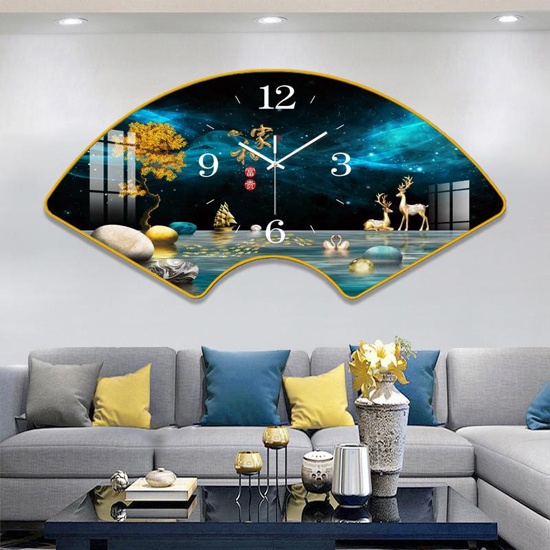 Настенные часы в форме веера с календарем, китайский узел, без сверления