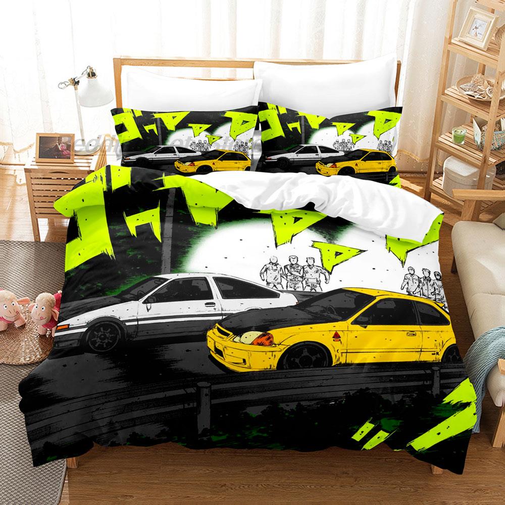 Initial D Ae86 Комплект постельного белья Single Twin Full Queen King Size Комплект постельного белья Aldult Kid Bedroom Duvetcover Sets 3D Anime Bed Sheet Set