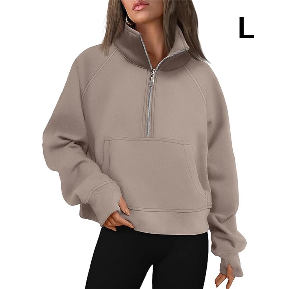 Женские толстовки на молнии, укороченный пуловер, флисовые толстовки на молнии на четверть, осенняя одежда, одежда с отверстием для большого пальца