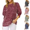 Women's Summer Casual Loose Printed Pleated Half Sleeve Round Neck Top