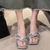 2024 лето Новые тапочки с оборками Французские сандалии Туфли женские на высоком каблуке Туфли-лодочки