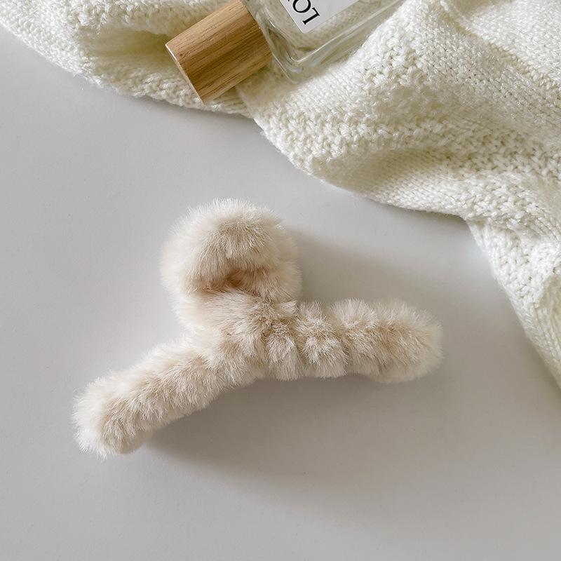 Autumn And Winter Plush Grab Clip Maillard Rectangular Shark Clip Back Of Head Love Fluff Clip Cloud Disc Hair Accessories Women