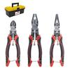 HOUSERAN 3-Piece Pliers Set, Multi-Function Tool Set with Nippers, Long Nose Pliers, Heavy-Duty Pliers, Wire Cutter, Spring-Loaded Lock, Electrician's
