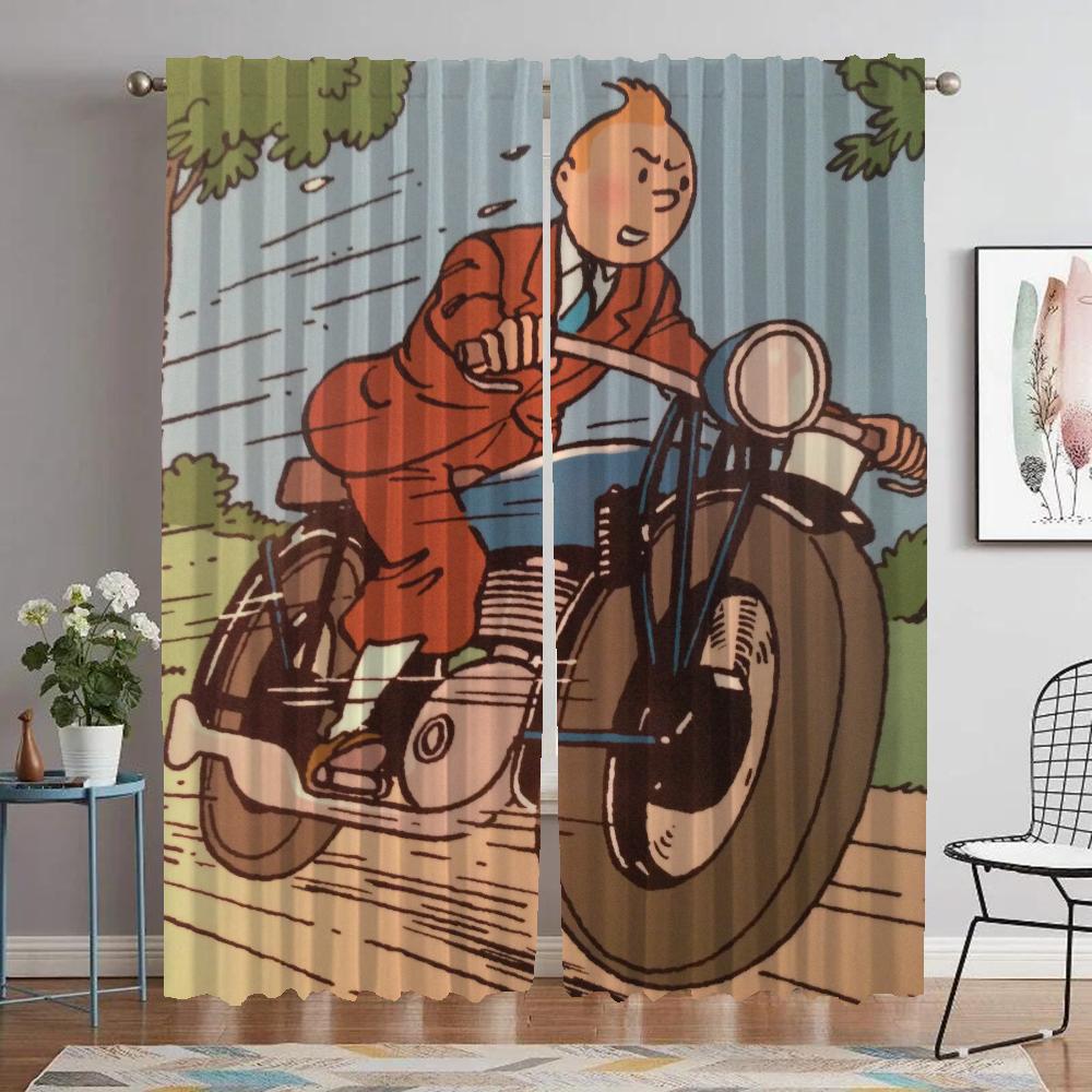 Домашние интерьерные шторы 2 шт. Приключения Тинтина Шторы для гостиной Шторы для спальни Перегородка Кухня Детская