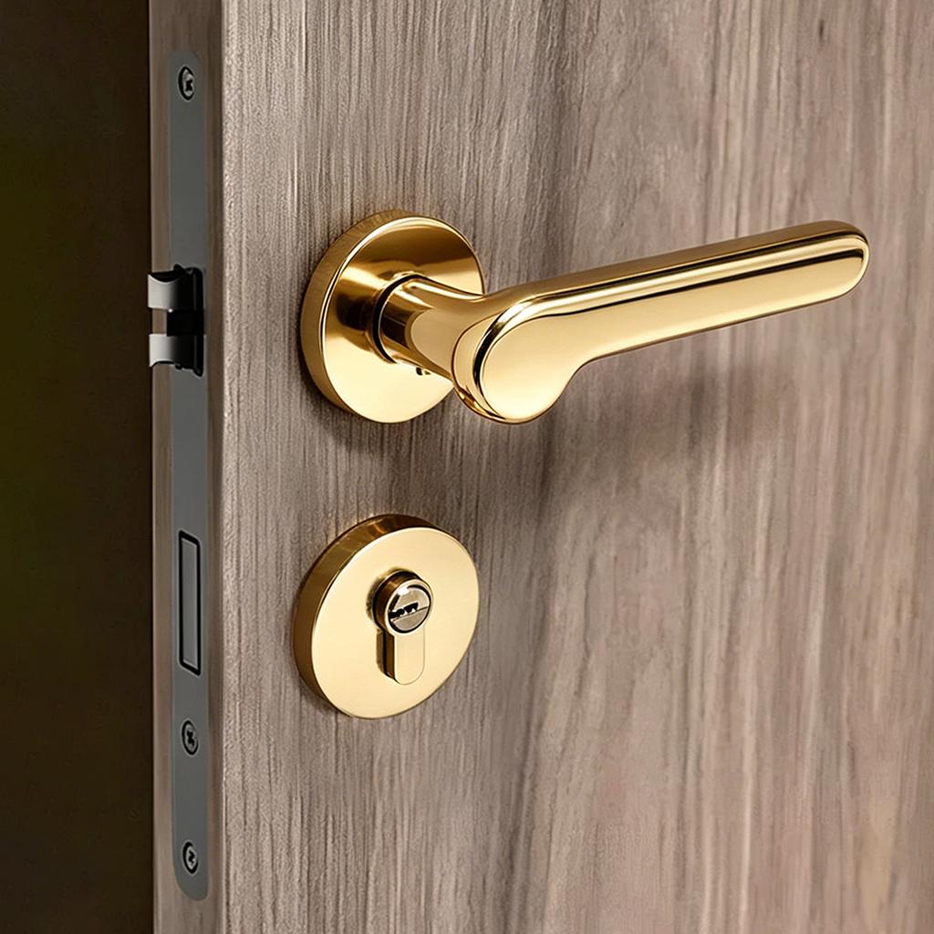 Modern American Minimalist Mechanical Door Handle Wooden Door Lock Set for Home Interior Bedroom and Bathroom Wooden Doors