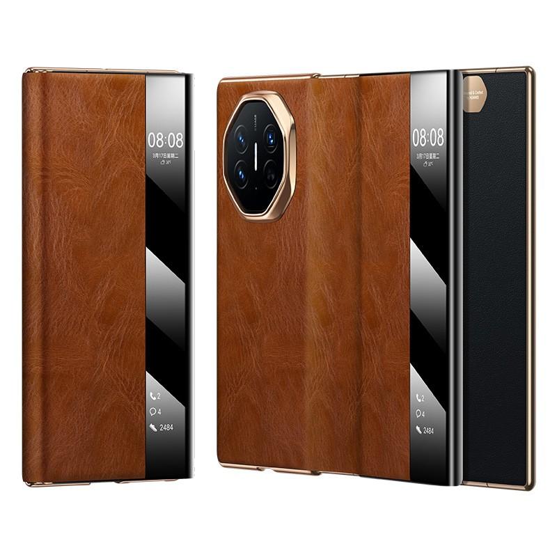 Magnetic Flip Leather Case With Smart Window Mate X3 Ultra Premium Oil Wax Genuine Business Luxury Style