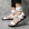 Fashion Summer New Men Gladiators High Tops Belt PU Leather Casual Shoes Breathable Beach Sandals Outdoor Slippers Black White Plus Size