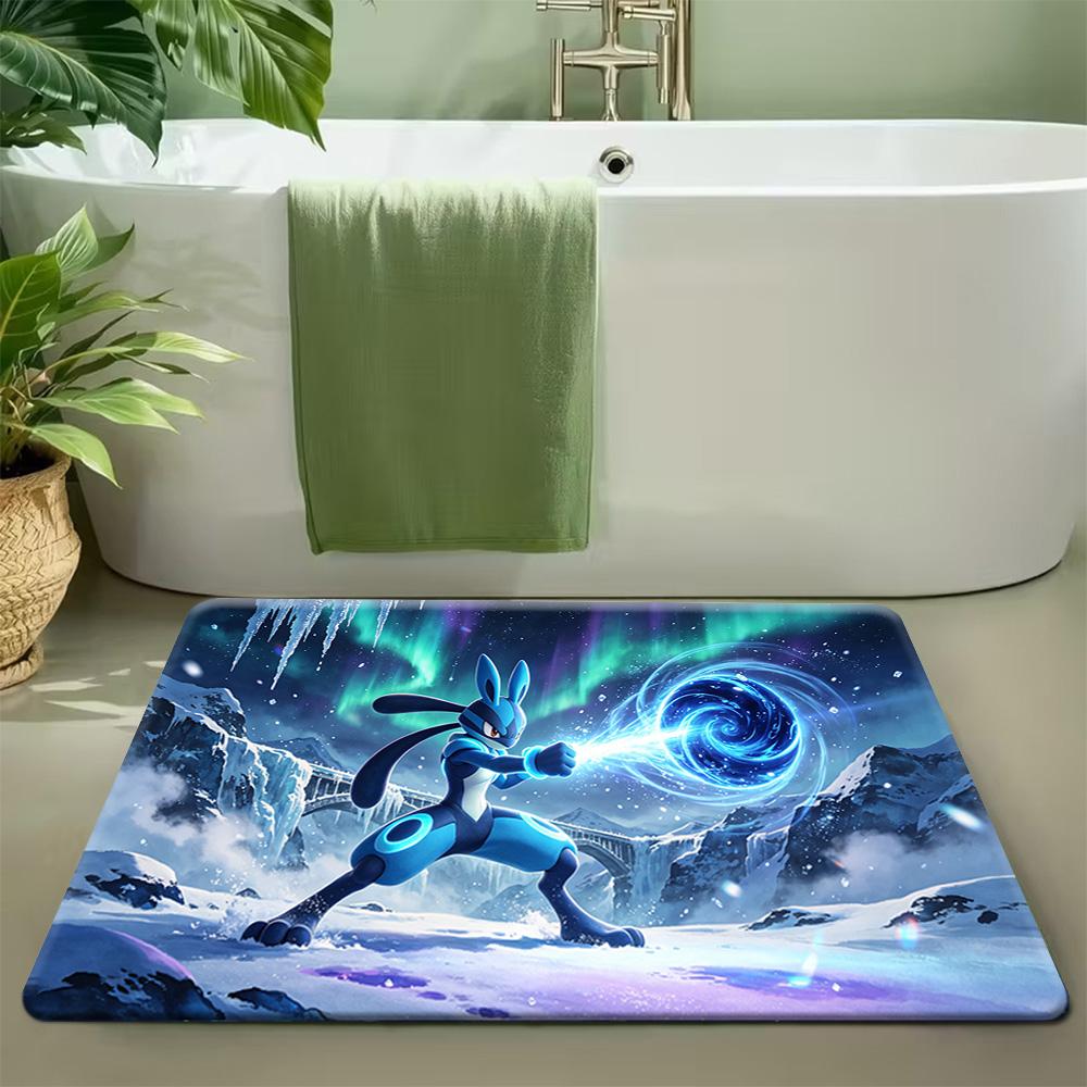Pokemon Ash and Pikachu Adventure Print Non-Slip Doormat, Absorbent Floor Mat for Home Decor