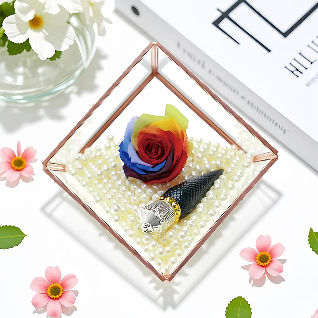 Small Retro Cube Glass Greenhouse for Preserved Flowers and Succulents