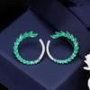 CMM Top Quality Emerald Color Zirconia Round Silver Color Stud Earrings