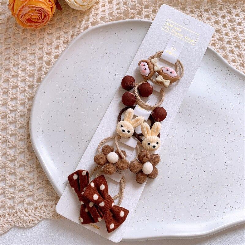 10PCS Mini Baby Hair Band Cute Cartoon Milk Tea Series Bow Hair Band for Toddler Baby Girl Fashion Hair Accessories Girl