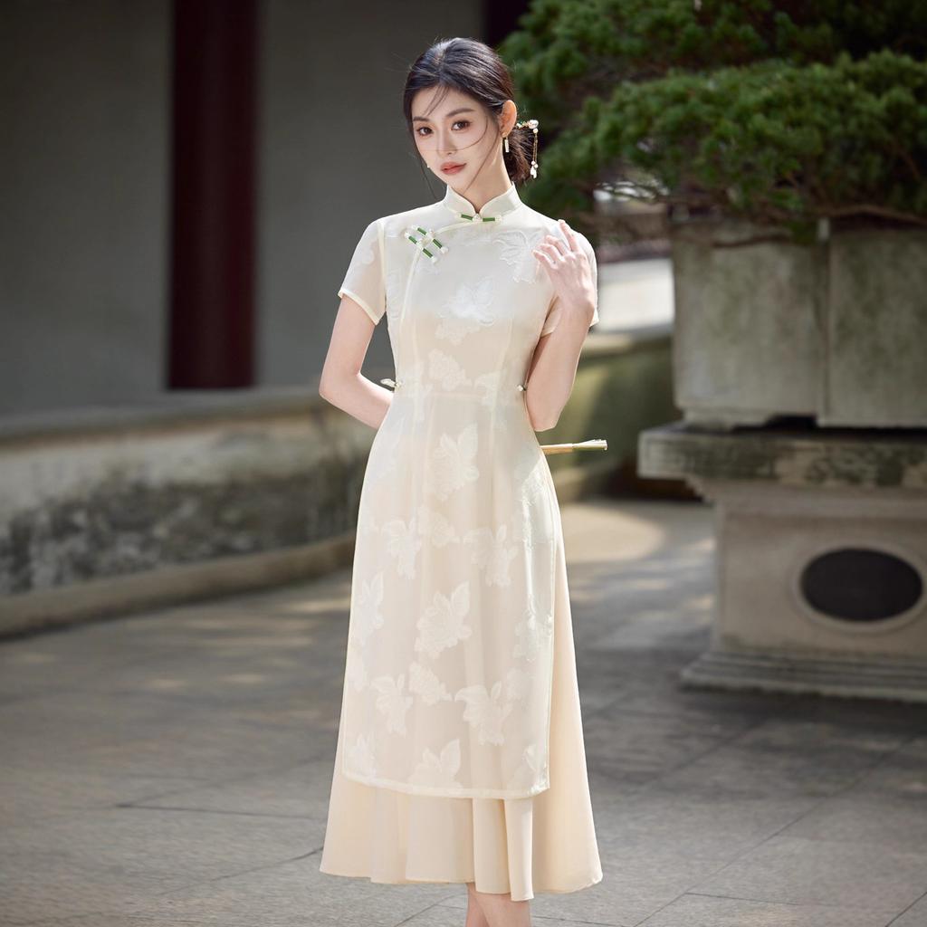 1011 New Aodai Improved Cheongsam Daily Summer Temperament Young Chinese Skinny Noble Fresh Dress