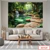 2D Nature Waterfall Backdrop Lush Forest Studio Photography Background