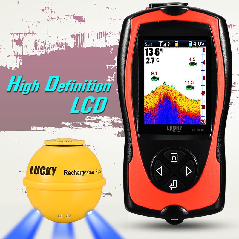 Lucky Sonar FF1108-1CWLA Перезаряжаемый Беспроводной Датчик 45M Глубина Воды Эхолот Рыбалка Портативный Эхолот