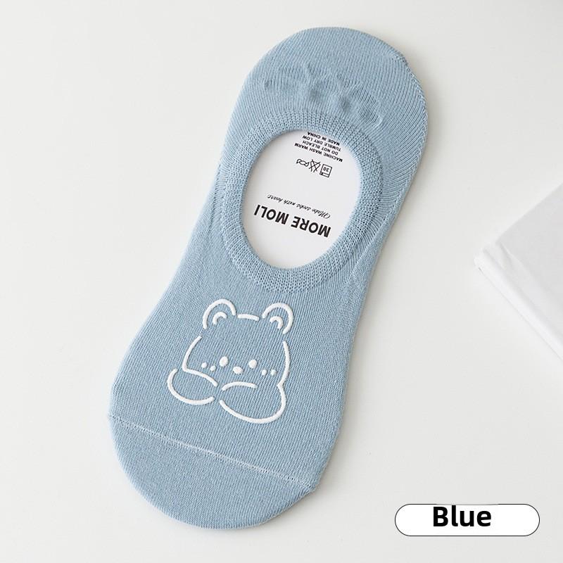 Носки-лодочки с рисунком медвежонка, женские тонкие нескользящие силиконовые носки с невидимой пяткой, женские летние простые короткие носки с неглубоким носком