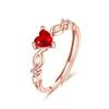Rose Gold Plated Inset Zircon Woman's Viva Ring Red Heart Shaped Ring Fashion Accessories Opening Adjustment