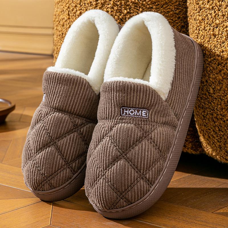 Хлопковая сумка для тапочек и домашние тапочки зимние женские водонепроницаемые из пуховой ткани утолщенные туфли нескользящие теплые хлопковые туфли мужская обувь
