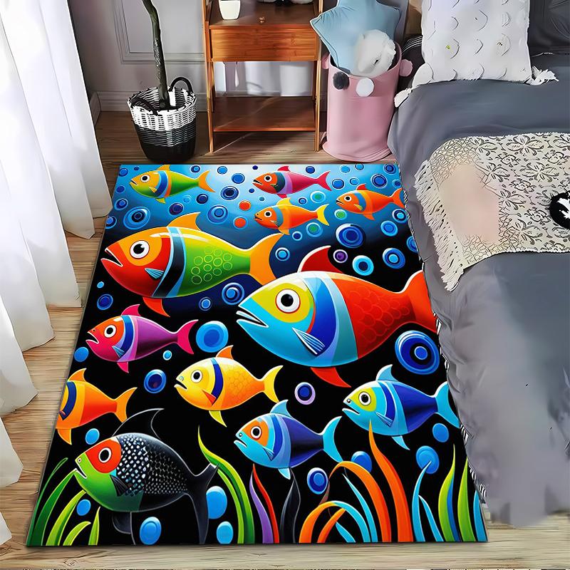 Colorful Tropical Fish Pattern Carpet for Bedroom or Living Room Decor Suitable for use as an anti-slip for living room bedroom sofas