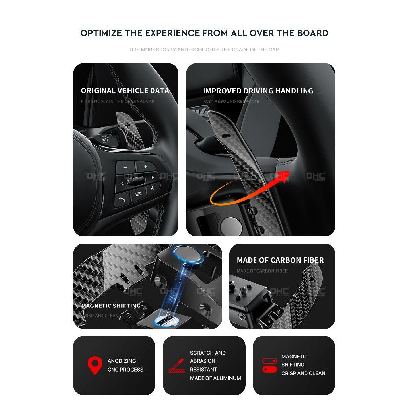OHC Motors Magnetic Carbon Fiber Paddle Shifters Compatible for Mustang GT/Shelby 2015-2023 Steering Wheel Paddles Shifter