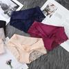 Lady Underpants Mid Waist Lace Trim Butt-covered Seamless Solid Color Elastic Panties Comfort Daily Sport Briefs