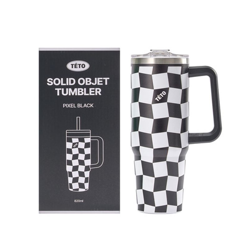 TETO Teto Pixel Black Solid Object Tumbler 820ml