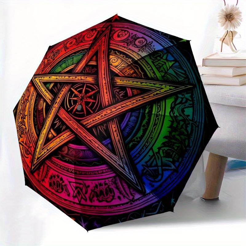 Rainbow Pentagram Tapestry, Colorful Star Wall Hanging for Witchcraft Decor, Spiritual Art, and Bohemian Vibes Umbrella, Cute Umbrella with Cute Desig