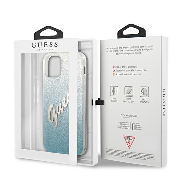Guess Guhcp12Mpcuglsbl Iphone 12/12 Pro6,1 Niebieski/Blue Twarde Etui Brokat Gradient Skrypt