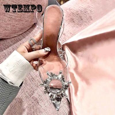 Прозрачные сандалии из ПВХ, женские остроконечные прозрачные хрустальные чашки, пикантные туфли-лодочки на высоком каблуке-шпильке, летняя обувь, сандалии с открытым носком