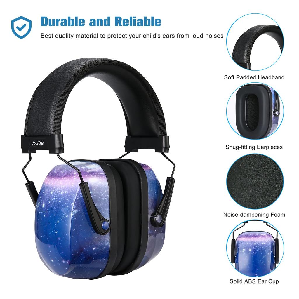 ProCase Safety Earmuffs for Kids and Hearing Protection Headphones with Adjustable Noise Reduction NRR 25dB Noise-Blocking Babies, Sound-Isolating,