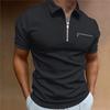Summer Men's Polo Shirt Solid Colour Pocket Short Sleeve Lapel T-shirt Casual Fitted Tops for Men