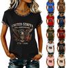 Women's Casual Pullover Short Sleeve T Shirt Crew Neck Graphic Print Top Relaxed Fit Lightweight Soft Fabric Summer Tee