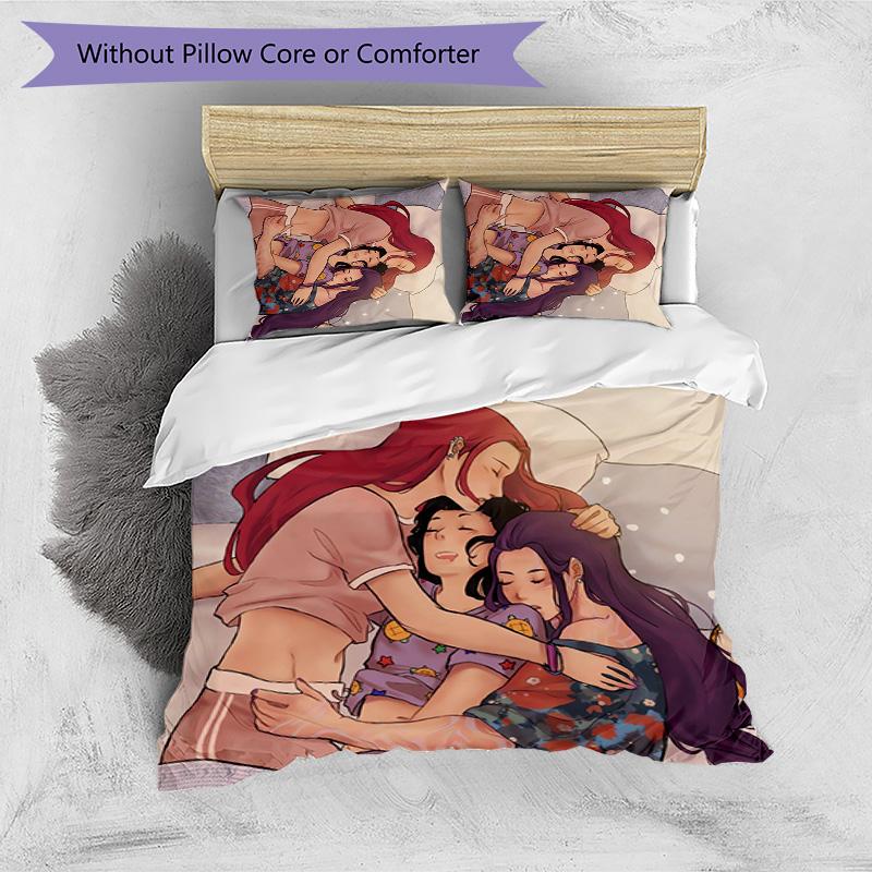 Kpop Demon Hunters Pattern Printed 3PCS Bedding Set, Soft Skin-Friendly Washable Duvet Cover & Pillowcases Set