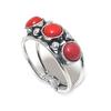 Italian Red Coral Gemstone Copper Jewelry Ring Size 9