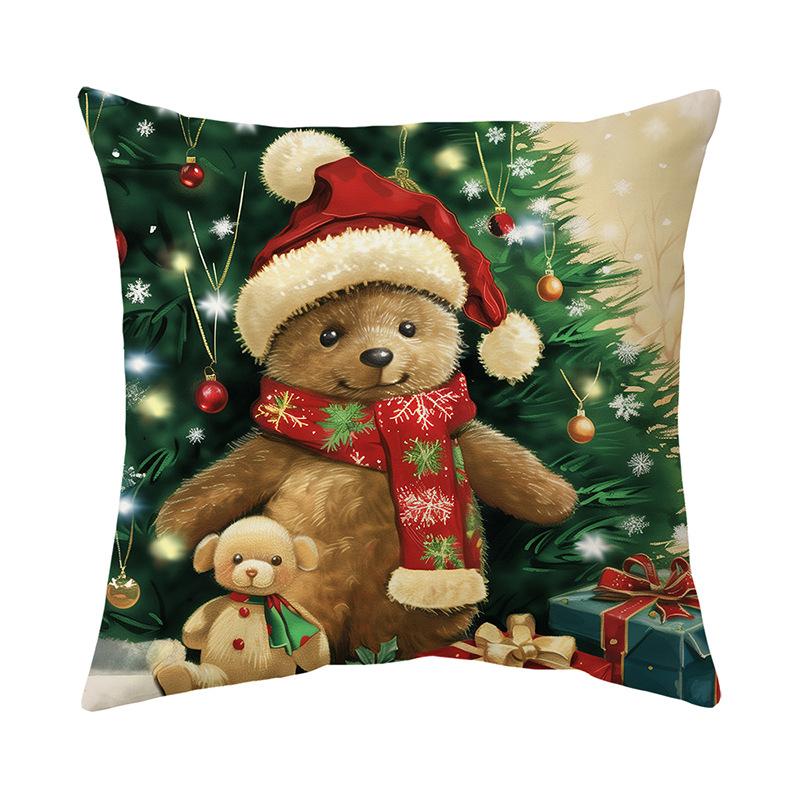 Рождественская милая серия с домашними животными, напечатанные наволочки для подушек, супермягкий короткий плюш с принтом, декоративные наволочки для диванных подушек для дома