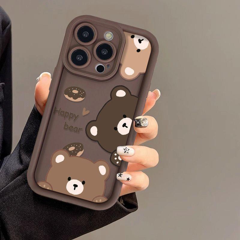 Чехол для мобильного телефона Brown bear для iPhone17PorMax 14 Apple 13 матовый 12/15 милый мягкий чехол