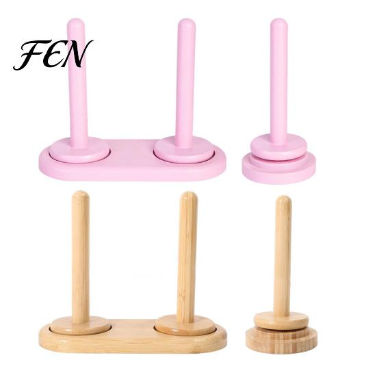 Double Axis Yarn Stand for Twin Threads Wooden Holder, Rotating Bamboo with Smooth Organizer DIY Crafts Spinning Base, Single-axis/Double-axis