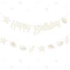 Kreatwow Sea Shell Happy Birthday Banner Beach Seashell Birthday Decorations Garland Beach Shell Party Decorations Ocean Themed Costal Seashell