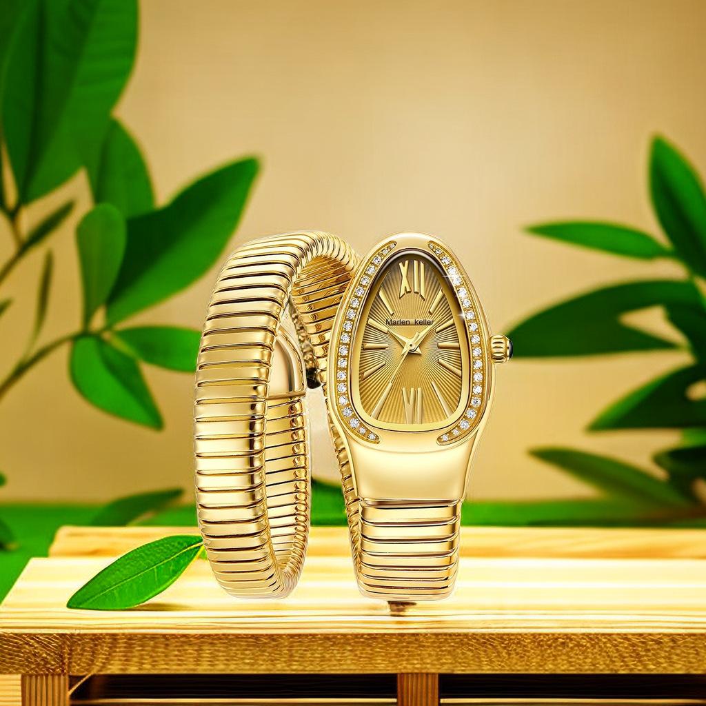 Элегантный дизайн женских часов Уникальный браслет в форме змеи Женские кварцевые наручные часы Лучший подарок