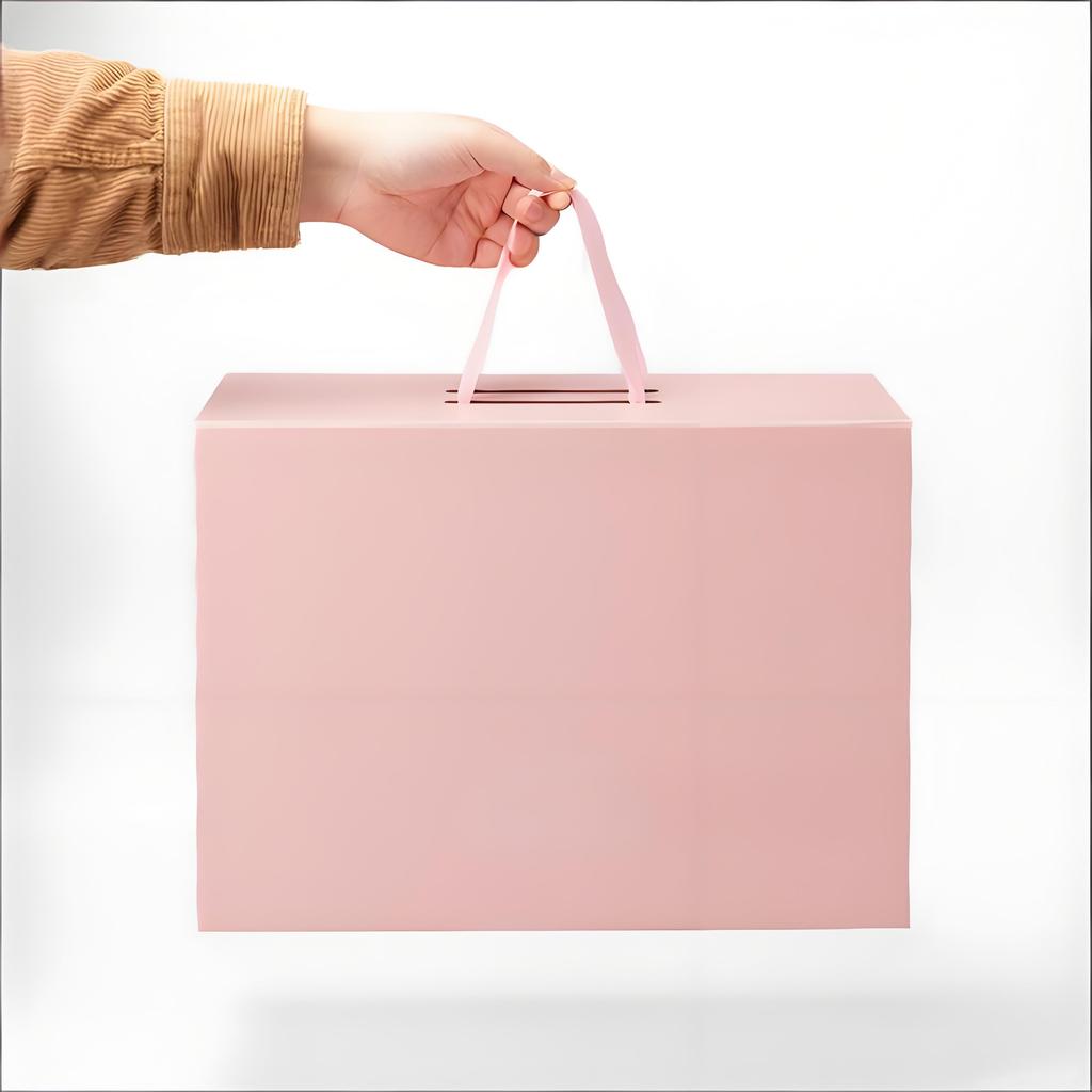 Eco-Friendly Pink Magnetic Handle Folding Box with Soft Ribbon for Stylish Candle Packaging